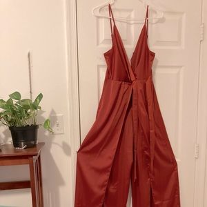 Split Front Satin Cami Jumpsuit! (Never worn!)
